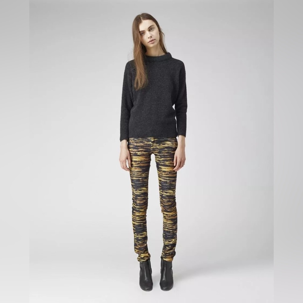 NWOT Isabel Marant Étoile Iti Tiger Corduroy Black Skinny Jeans 34 0 2 XS $395